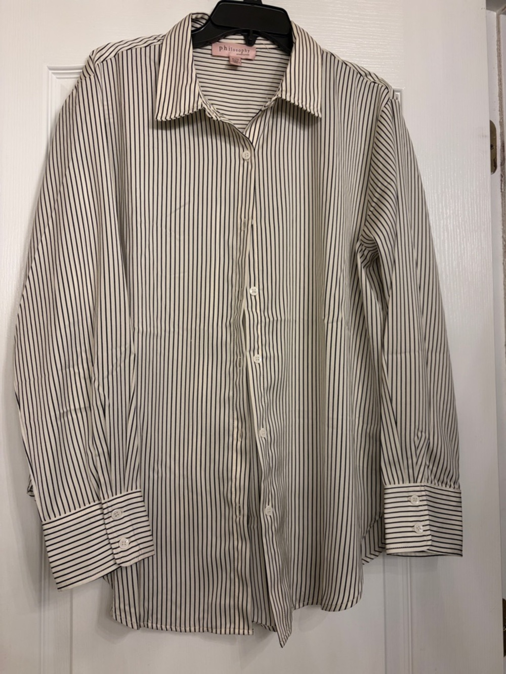 Philosophy Cream Shirt with Black Pinstripes